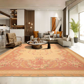 8x10 Light Gold, Blush, Rust Color Hand Woven French Aubusson Needlepoint Wool Traditional Oriental Rug