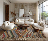 8x10 Ivory, Gold, Brown Color Hand Knotted Moroccan Wool Modern & Contemporary Oriental Rug