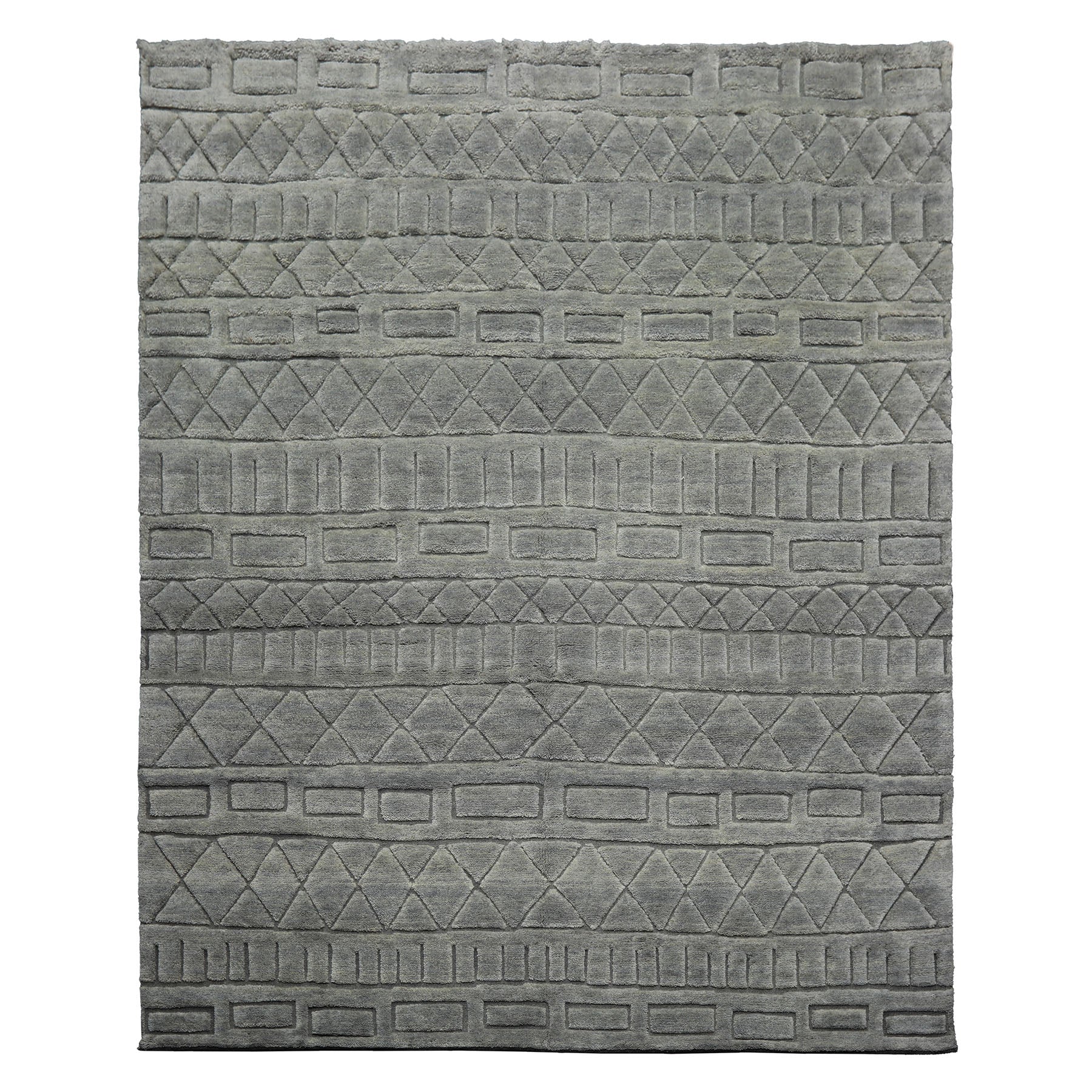 8x10 Tone on Tone Gray, , Color Hand Knotted Tibetan Wool Modern & Contemporary Oriental Rug