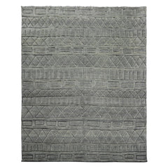 8x10 Tone on Tone Gray, , Color Hand Knotted Tibetan Wool Modern & Contemporary Oriental Rug
