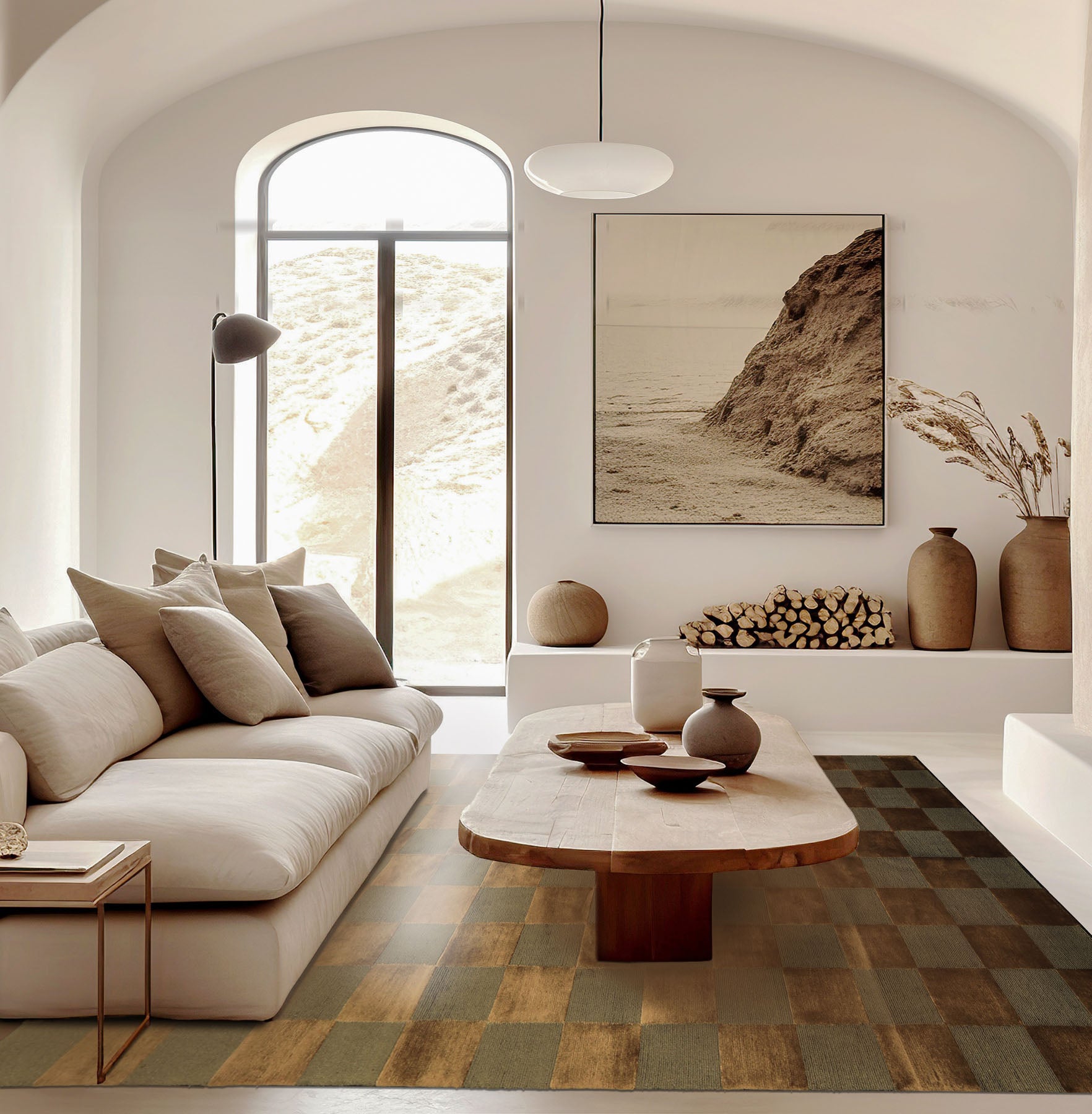 6x9 Olive, Green, Gold Color Hand Knotted Tibetan Wool & Silk Modern & Contemporary Oriental Rug