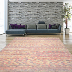 8x10 Ivory, Blush, Lavender Color Hand Knotted Moroccan Wool Modern & Contemporary Oriental Rug