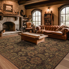 9x12 Brown, Tan, Sage Color Hand Knotted French Aubusson Savonnerie Wool Traditional Oriental Rug