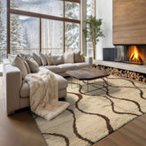 8x10 Ivory, Green, Coral Color Hand Knotted Moroccan Wool Modern & Contemporary Oriental Rug