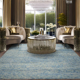 10x14 Blue, Ivory, Color Hand Knotted Moroccan Wool Modern & Contemporary Oriental Rug