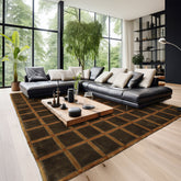 8x10 Mossy Green, Caramel, Tan Color Hand Knotted Tibetan Wool Transitional Oriental Rug