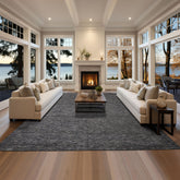 10x14 Gray, Slate, Blue Color Hand Knotted Tibetan Wool & Bamboo Silk Modern & Contemporary Oriental Rug