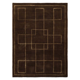 5x7 Brown, Gold, Color Hand Knotted Tibetan Wool & Silk Art Deco Oriental Rug