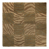 Square Tan, Brown, Beige Color Hand Knotted Tibetan Wool Modern & Contemporary Oriental Rug