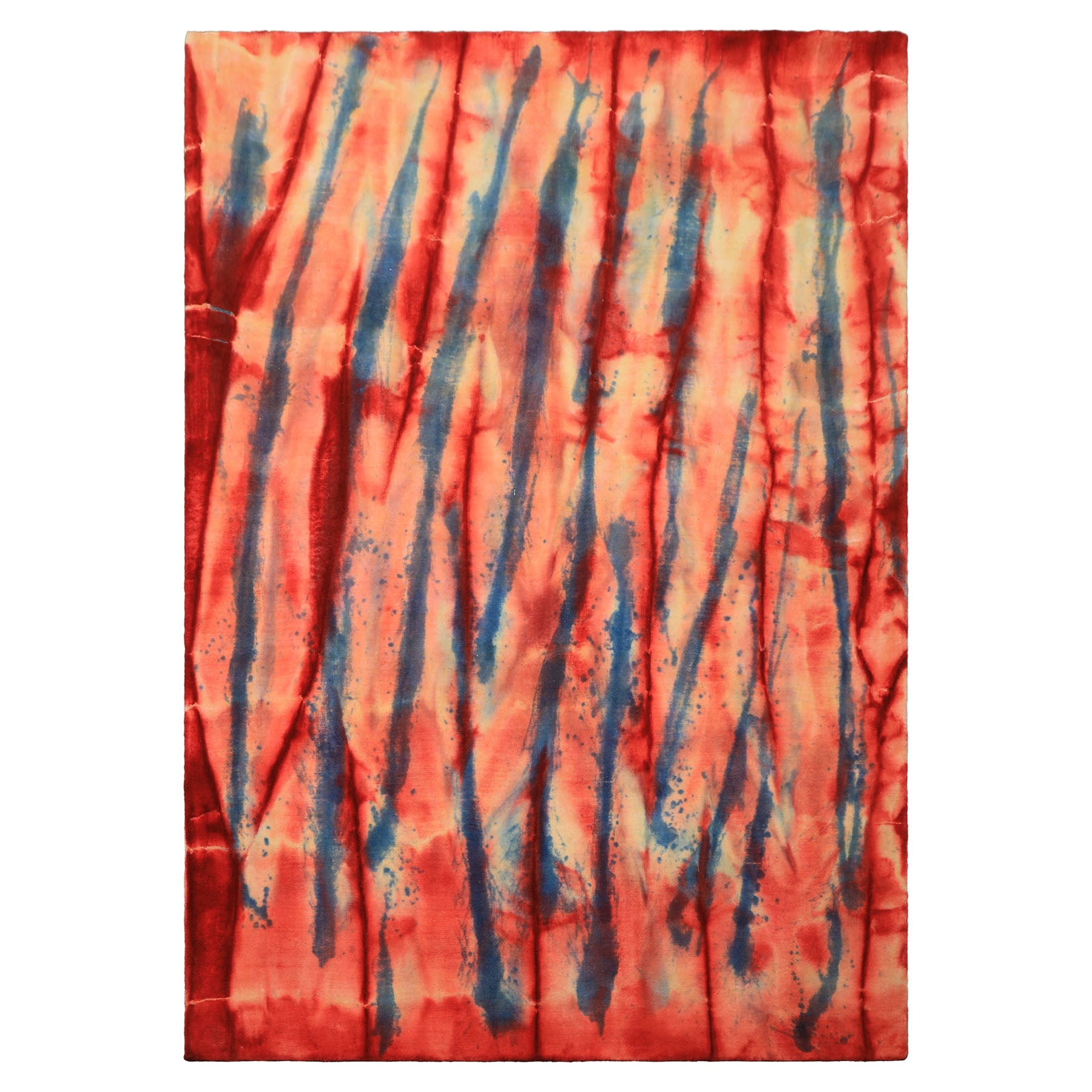 5x8 Red, Ivory, Blue Color Hand Knotted Tibetan Wool Modern & Contemporary Oriental Rug