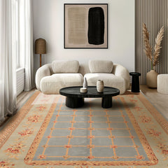 6x9 Aqua, Mint, Tan Color Hand Knotted French Aubusson Savonerrie Wool & Silk Traditional Oriental Rug