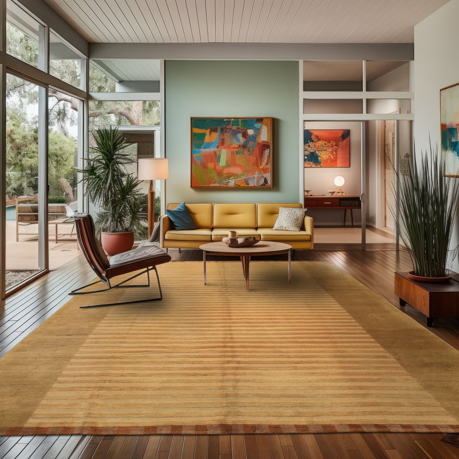 8x9 Khaki, Light Gold, Brown Color Hand Knotted Tibetan Wool Transitional Oriental Rug