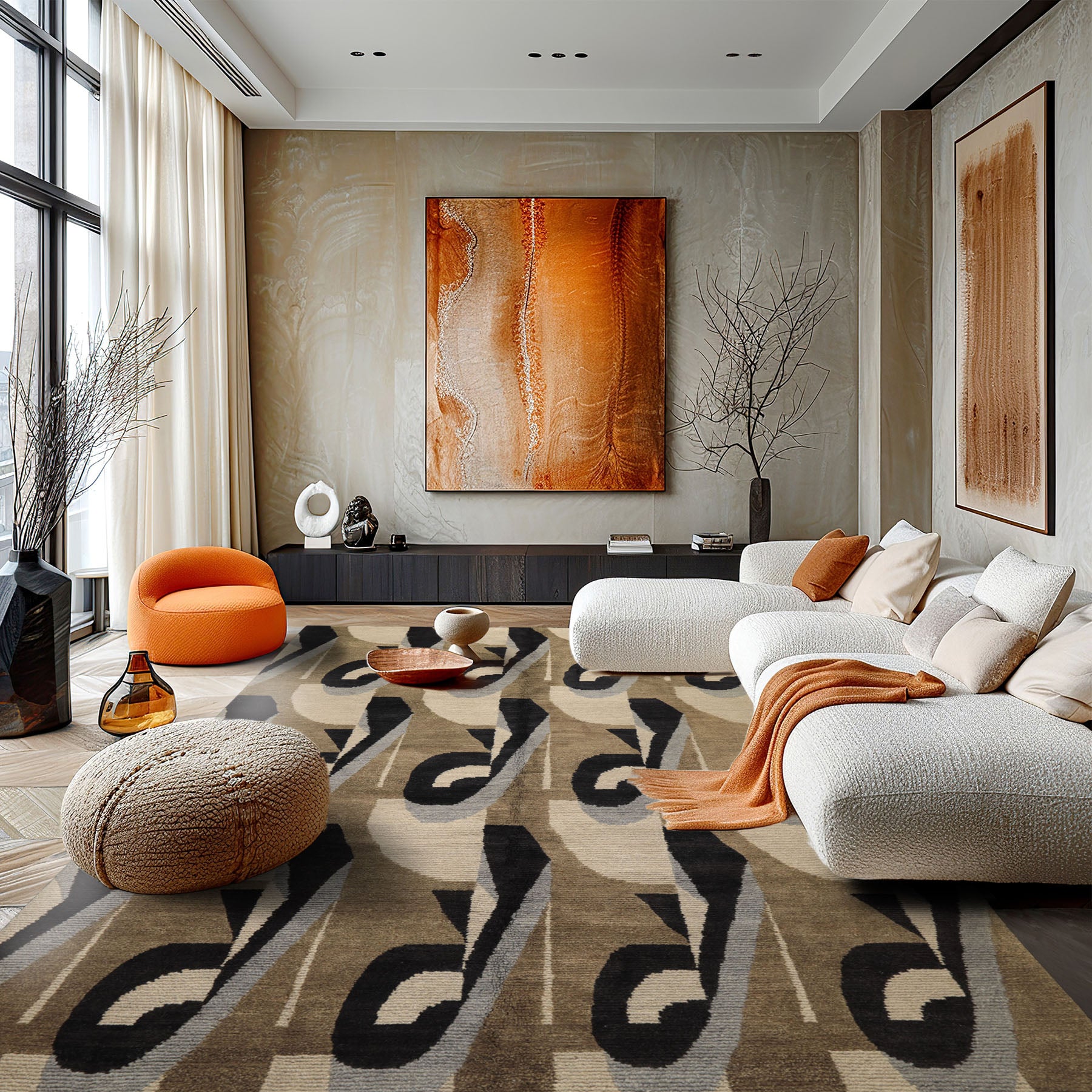 8x10 Moss, Charcoal, Slate Color Hand Knotted Tibetan Wool Modern & Contemporary Oriental Rug