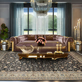 OverSize Black, Ivory, Blue Color Hand Knotted Pak Persian Wool Traditional Oriental Rug