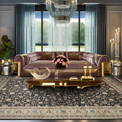 OverSize Black, Ivory, Blue Color Hand Knotted Pak Persian Wool Traditional Oriental Rug