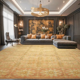 OverSize Moss, Taupe, Mint Color Hand Knotted Oushak Wool Arts & Crafts Oriental Rug