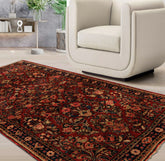 3x5 Red, Midnight Blue, Gold Color Hand Knotted Sarouk Wool Traditional Oriental Rug