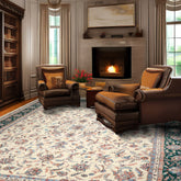 12x15 Cream, Emerald, Blush Color Hand Knotted Kashan Wool Traditional Oriental Rug