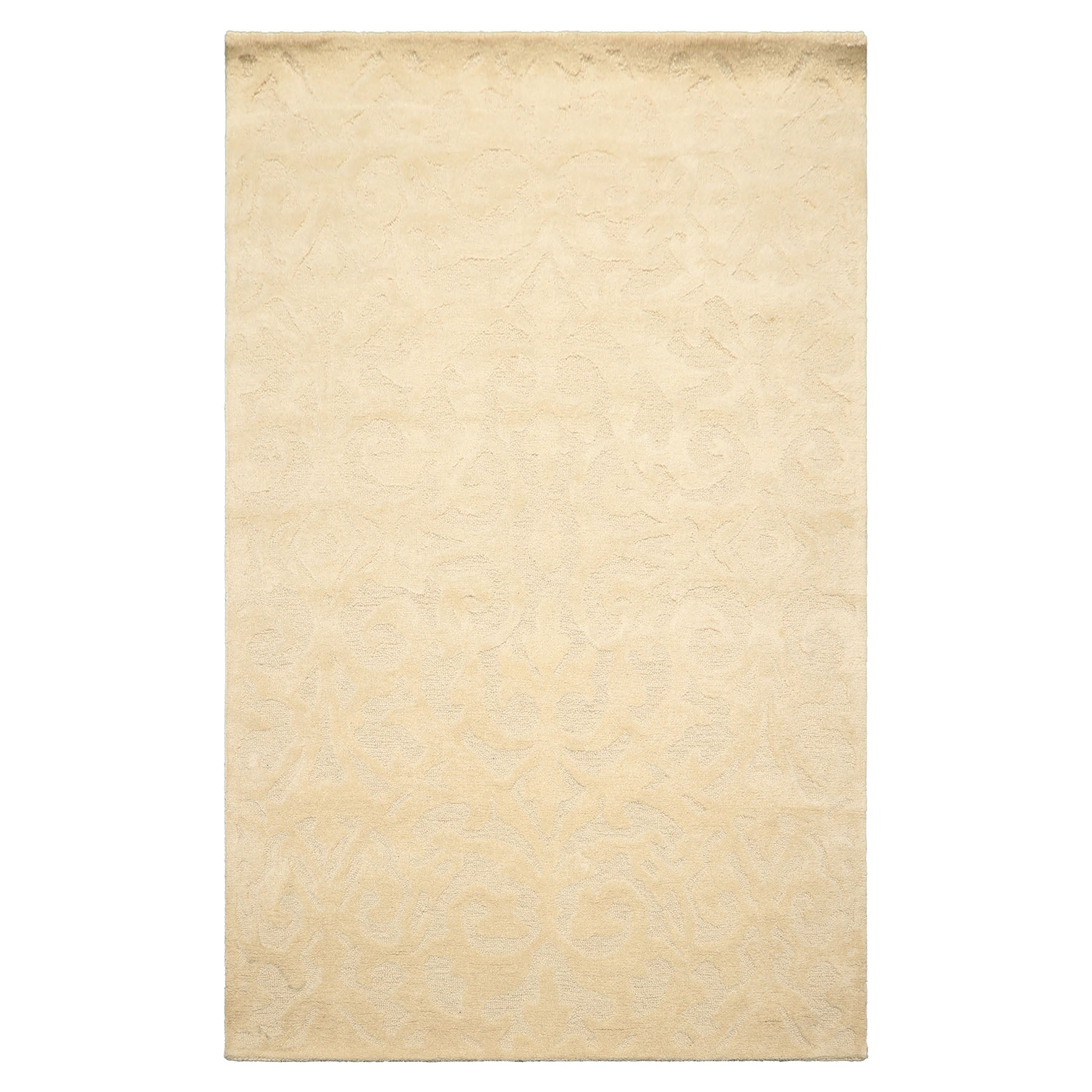 5x8 Tone on Tone Ivory, , Color Hand Tufted Handmade Wool Transitional Oriental Rug