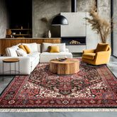 9x12 Green, Red, Pink Color Hand Knotted Heriz Wool Traditional/ Medallion Oriental Rug