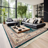 7x9 Emerald, Green, Ivory Color Hand Knotted Tabriz Wool Traditional Oriental Rug