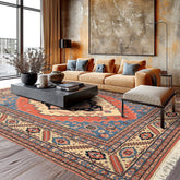 8x10 Salmon, Ivory, Blush Color Hand Knotted Heriz Wool Traditional/ Medallion Oriental Rug