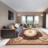 9x12 Ivory, Black, Tan Color Hand Knotted Aubusson Savonnerrie Wool Traditional/ Floral Oriental Rug