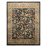 8x10 Black, Mint, Beige Color Hand Knotted French Aubusson Savonnerie Wool Traditional Oriental Rug