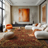 Rust 6'1''x9 Agra Traditional Botanical Plush Pile Vintage Hand Knotted Wool Oriental Area Rug