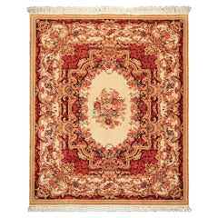 8x10 Ivory, Rose, Blush Color Hand Knotted French Aubusson Savonnerie Wool Traditional Oriental Rug