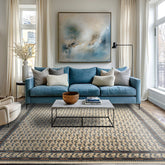 8x11 Ivory, Navy, Brown Color Hand Knotted Serabend Wool Traditional Oriental Rug