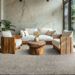 8x11 Gray, Beige, Color Hand Knotted Tibetan Wool & Jute Contemporary Oriental Rug