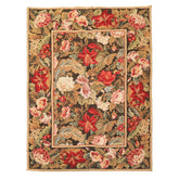 4x6 Green, Gold, Red Color Hand Woven French Aubusson Needlepoint Wool Traditional Oriental Rug
