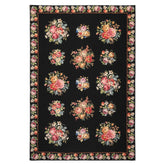 6x9 Black, Ivory, red Color Hand Woven French Aubusson Needlepoint Wool Traditional Oriental Rug
