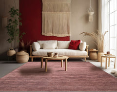 Aubergine 8x10 Modern & Contemporary Plush Pile Solid Grainy Texture Hand Woven 100% Wool Oriental Area Rug