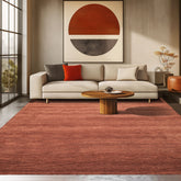 Rust 8x10 Modern & Contemporary Plush Pile Solid Grainy Texture Hand Woven 100% Wool Oriental Area Rug