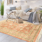 4x6 Blush, Ivory, Mint Color Hand Knotted Indo Kashan Wool Traditional Oriental Rug