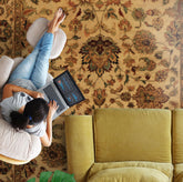 6x9 Tan, Sage, Brown Color Hand Knotted Agra Wool Traditional Oriental Rug