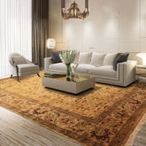 6x9 Gold, Beige, Rust Color Hand Knotted Agra Wool Traditional Oriental Rug