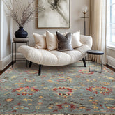 6x9 Gray, Aqua, Pink Color Hand Knotted Oushak Wool Traditional Oriental Rug