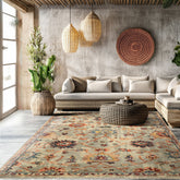 6x9 Gray, Beige, Gold Color Hand Knotted Oushak Wool Arts & Crafts Oriental Rug