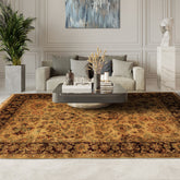 6x9 Gold, Maroon, Turquoise Color Hand Knotted Agra Wool Traditional Oriental Rug