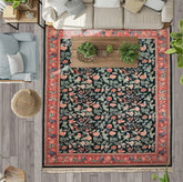 9x12 Emerald, Rose, Aqua Color Hand Knotted Pak Persian Wool & Silk Arts & Crafts Oriental Rug