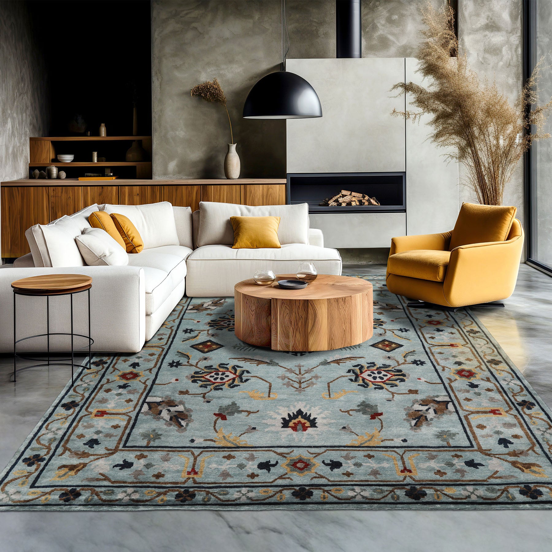 8x10 Aqua, Brown, Gold Color Hand Knotted Tibetan Wool Arts & Crafts Oriental Rug