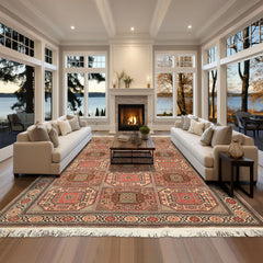 6x10 Blush, Rose, Ivory Color Hand Knotted Shirvan Wool Tribal Oriental Rug