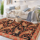 3x5 Charcoal, Burnt Orange, Ivory Color Hand Knotted Oushak Wool Arts & Crafts Oriental Rug