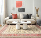 9x12 Ivory, Blush, Aqua Color Hand Knotted Agra Wool Traditional Oriental Rug
