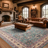 9x12 Turquoise, Ivory, Navy Color Hand Knotted Sarouk Wool Traditional Oriental Rug