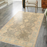 3x5 Gray, Aqua, Moss Color Hand Knotted Peshawar Wool Traditional Oriental Rug