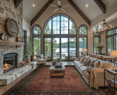 Oversize Antique Rose, Navy, Brown Color Hand Knotted Sarouk Wool Traditional Oriental Rug